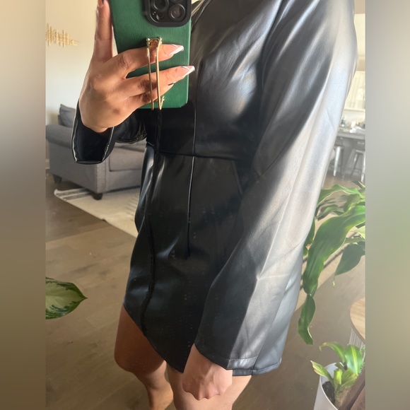Loragal Faux leather long sleeve mini dress - Picture 6 of 9